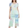 LazyCozy Bamboo Viscose Capri Pajamas for Women Cooling Summer Pajama Sets for Hot Sleeper Super Soft Pj Set(Tie-dyed)