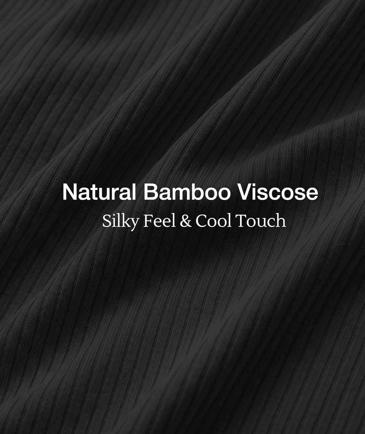 imageGYS Womens Bamboo Viscose Pajama Set Summer Cooling Short Sleeve Button Down PJS SleepwearBlack