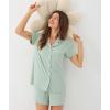 GYS Women’s Bamboo Viscose Pajama Set Summer Cooling Short Sleeve Button Down PJS Sleepwear(Aqua)