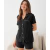 GYS Women’s Bamboo Viscose Pajama Set Summer Cooling Short Sleeve Button Down PJS Sleepwear(Black)