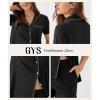 GYS Women’s Bamboo Viscose Pajama Set Summer Cooling Short Sleeve Button Down PJS Sleepwear(Black)