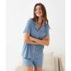 GYS Women’s Bamboo Viscose Pajama Set Summer Cooling Short Sleeve Button Down PJS Sleepwear(Grayish Blue)