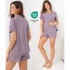 GYS Women’s Bamboo Viscose Pajama Set Summer Cooling Short Sleeve Button Down PJS Sleepwear(Purple)