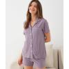 GYS Women’s Bamboo Viscose Pajama Set Summer Cooling Short Sleeve Button Down PJS Sleepwear(Purple)