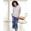 GYS Bamboo Pajamas Set for Women Soft Short Sleeve Tops with Capri Pants Sleepwear Printed Pjs Lounge Set(A – Heather Grey)