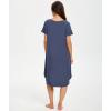 GYS Bamboo Viscose Nightgowns for Women Short Sleeve V Neck Night Shirts with Pockets(Blue Ice)