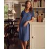 GYS Bamboo Viscose Nightgowns for Women Short Sleeve V Neck Night Shirts with Pockets(Blue Ice)