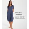GYS Bamboo Viscose Nightgowns for Women Short Sleeve V Neck Night Shirts with Pockets(Blue Ice)