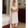 GYS Bamboo Viscose Nightgowns for Women Short Sleeve V Neck Night Shirts with Pockets(Ivory Blossom Drift)