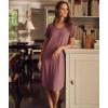 GYS Bamboo Viscose Nightgowns for Women Short Sleeve V Neck Night Shirts with Pockets(Mauve)