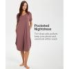 GYS Bamboo Viscose Nightgowns for Women Short Sleeve V Neck Night Shirts with Pockets(Mauve)