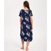 GYS Bamboo Viscose Nightgowns for Women Short Sleeve V Neck Night Shirts with Pockets(Navy Floral)