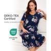 GYS Bamboo Viscose Nightgowns for Women Short Sleeve V Neck Night Shirts with Pockets(Navy Floral)