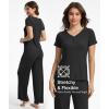 GYS Bamboo Viscose Pajamas for Women Set, 2 Piece Buttery-soft Loungewear Pjs Set, Comfy V-Neck T-shirt and Pants Outfits(Black)