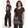 GYS Bamboo Viscose Pajamas for Women Set, 2 Piece Buttery-soft Loungewear Pjs Set, Comfy V-Neck T-shirt and Pants Outfits(Chocolate)