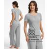 GYS Bamboo Viscose Pajamas for Women Set, 2 Piece Buttery-soft Loungewear Pjs Set, Comfy V-Neck T-shirt and Pants Outfits(Heather Grey)