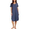 GYS Bamboo Viscose Nightgowns for Women Short Sleeve V Neck Night Shirts with Pockets(Blue Ice)