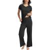 GYS Bamboo Viscose Pajamas for Women Set, 2 Piece Buttery-soft Loungewear Pjs Set, Comfy V-Neck T-shirt and Pants Outfits(Black)