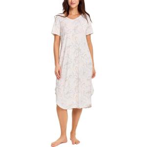 GYS Bamboo Viscose Nightgowns for Women Short Sleeve V Neck Night Shirts with Pockets(Ivory Blossom Drift)