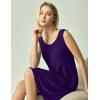 GYS Bamboo Viscose Nightgown for Women Cooling Summer Tank Nightshirt Soft Sleeveless Sleep Dress with Pockets(Crew Neck-deep Purple)
