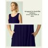 GYS Bamboo Viscose Nightgown for Women Cooling Summer Tank Nightshirt Soft Sleeveless Sleep Dress with Pockets(Crew Neck-navy)