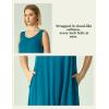 GYS Bamboo Viscose Nightgown for Women Cooling Summer Tank Nightshirt Soft Sleeveless Sleep Dress with Pockets(Crew Neck-teal Blue)