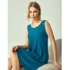 GYS Bamboo Viscose Nightgown for Women Cooling Summer Tank Nightshirt Soft Sleeveless Sleep Dress with Pockets(Crew Neck-teal Blue)