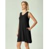 GYS Bamboo Viscose Nightgown for Women Cooling Summer Tank Nightshirt Soft Sleeveless Sleep Dress with Pockets(V Neck-black)