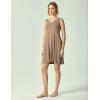 GYS Bamboo Viscose Nightgown for Women Cooling Summer Tank Nightshirt Soft Sleeveless Sleep Dress with Pockets(V Neck-camel)