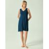 GYS Bamboo Viscose Nightgown for Women Cooling Summer Tank Nightshirt Soft Sleeveless Sleep Dress with Pockets(V Neck-ink Blue)