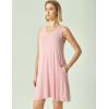 GYS Bamboo Viscose Nightgown for Women Cooling Summer Tank Nightshirt Soft Sleeveless Sleep Dress with Pockets(V Neck-pink)