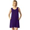 GYS Bamboo Viscose Nightgown for Women Cooling Summer Tank Nightshirt Soft Sleeveless Sleep Dress with Pockets(Crew Neck-deep Purple)