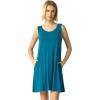 GYS Bamboo Viscose Nightgown for Women Cooling Summer Tank Nightshirt Soft Sleeveless Sleep Dress with Pockets(Crew Neck-teal Blue)