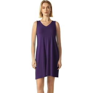 GYS Bamboo Viscose Nightgown for Women Cooling Summer Tank Nightshirt Soft Sleeveless Sleep Dress with Pockets(V Neck-deep Purple)