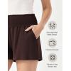 GYS Bamboo Viscose Micro Shorts for Women, Soft Lightweight Pajama Shorts, Smocked High Waist Mini Lounge Pants(Dark Brown)