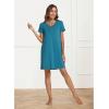 GYS Women’s Bamboo Viscose Nightgown Soft Short Sleeve Sleep Shirts Cooling Summer Sleepwear Dress(Teal Blue)
