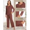 GYS Women’s Bamboo Viscose Pajama Set Long Sleeve Lace Trim Sleepwear with Pockets(A-cherry Mahogany)