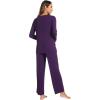 GYS Women’s Bamboo Viscose Pajama Set Long Sleeve Lace Trim Sleepwear with Pockets(A-deep Purple)