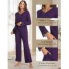 GYS Women’s Bamboo Viscose Pajama Set Long Sleeve Lace Trim Sleepwear with Pockets(A-deep Purple)