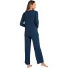 GYS Women’s Bamboo Viscose Pajama Set Long Sleeve Lace Trim Sleepwear with Pockets(A-ink Blue)