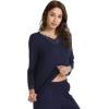 GYS Women’s Bamboo Viscose Pajama Set Long Sleeve Lace Trim Sleepwear with Pockets(A-navy)