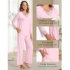 GYS Women’s Bamboo Viscose Pajama Set Long Sleeve Lace Trim Sleepwear with Pockets(A-pink)