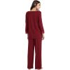 GYS Women’s Bamboo Viscose Pajama Set Long Sleeve Lace Trim Sleepwear with Pockets(A-wine)