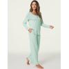 GYS Women’s Bamboo Viscose Pajama Set Long Sleeve Lace Trim Sleepwear with Pockets(B- Green)