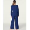 GYS Women’s Bamboo Viscose Pajama Set Long Sleeve Lace Trim Sleepwear with Pockets(B- Navy)