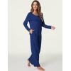 GYS Women’s Bamboo Viscose Pajama Set Long Sleeve Lace Trim Sleepwear with Pockets(B- Navy)