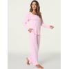 GYS Women’s Bamboo Viscose Pajama Set Long Sleeve Lace Trim Sleepwear with Pockets(B- Pink)
