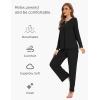 GYS Women’s Bamboo Viscose Pajama Set Long Sleeve Lace Trim Sleepwear with Pockets(C – Black)