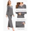 GYS Women’s Bamboo Viscose Pajama Set Long Sleeve Lace Trim Sleepwear with Pockets(C – Dark Heather Grey)