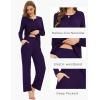 GYS Women’s Bamboo Viscose Pajama Set Long Sleeve Lace Trim Sleepwear with Pockets(C – Deep Purple)